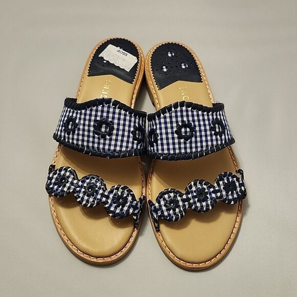 BRAND NEW JACK ROGER'S LEATHER SLIDE CAROLINE SANDALS - Picture 2 of 16